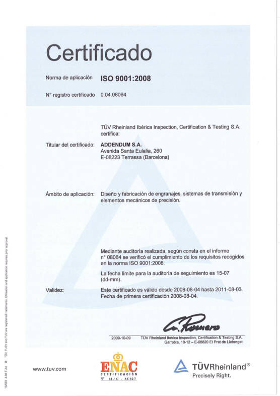 imagen certificado ISO Addendum
